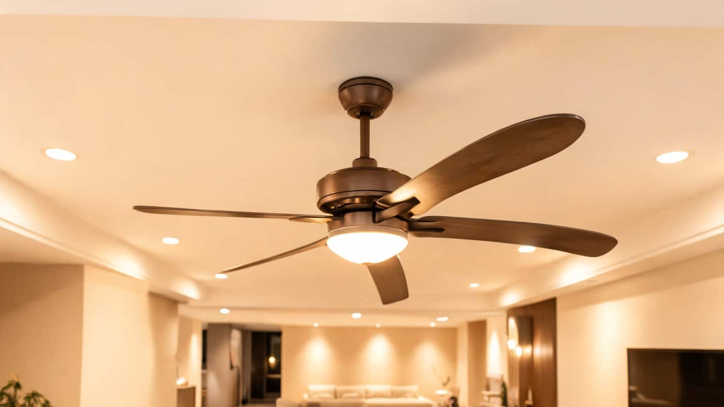 close up of brown ceiling fan with light how to measure a ceiling fan