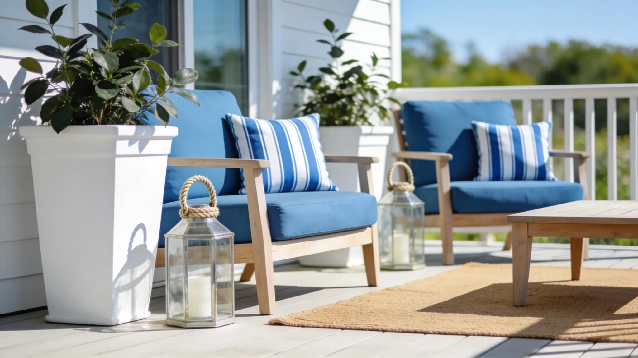 coastal blue white deck