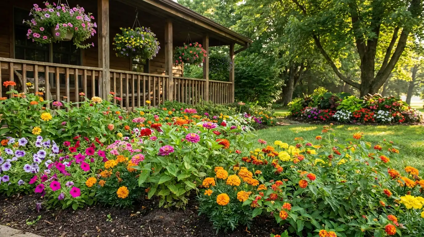 colorful annual flowers blooming in sunny beds containers and shaded garden corners all summer