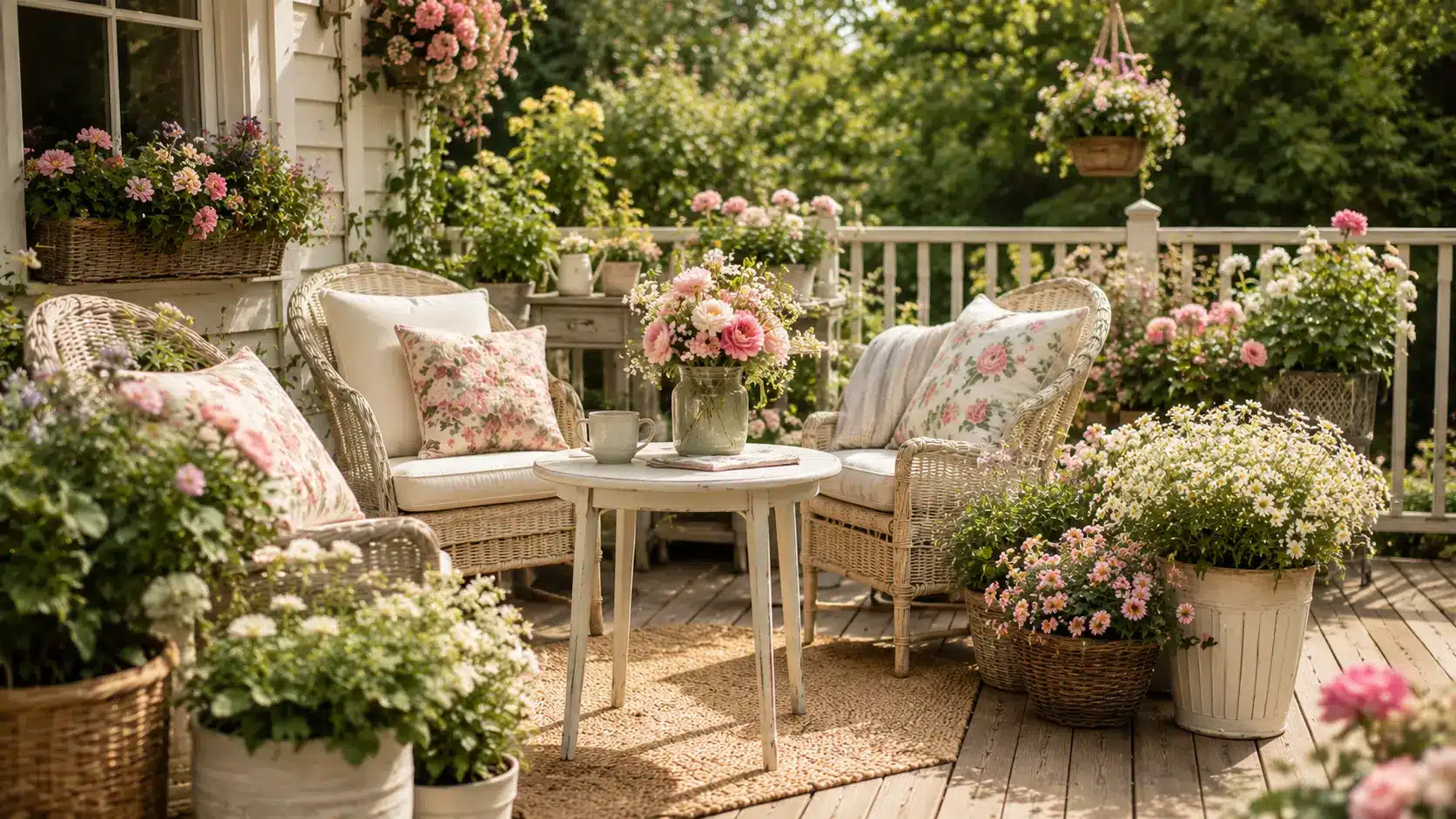 cozy floral garden patio retreat