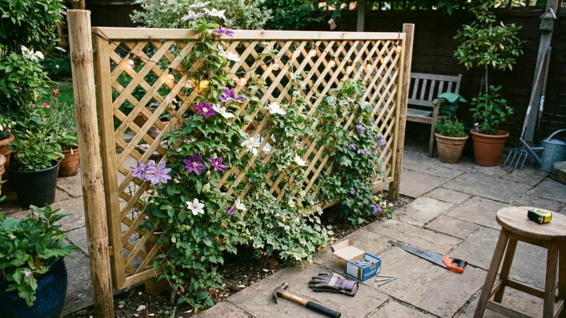 diy fence ideas lattice fence decorative low cost fencing for partial privacy and climbing plant support in gardens
