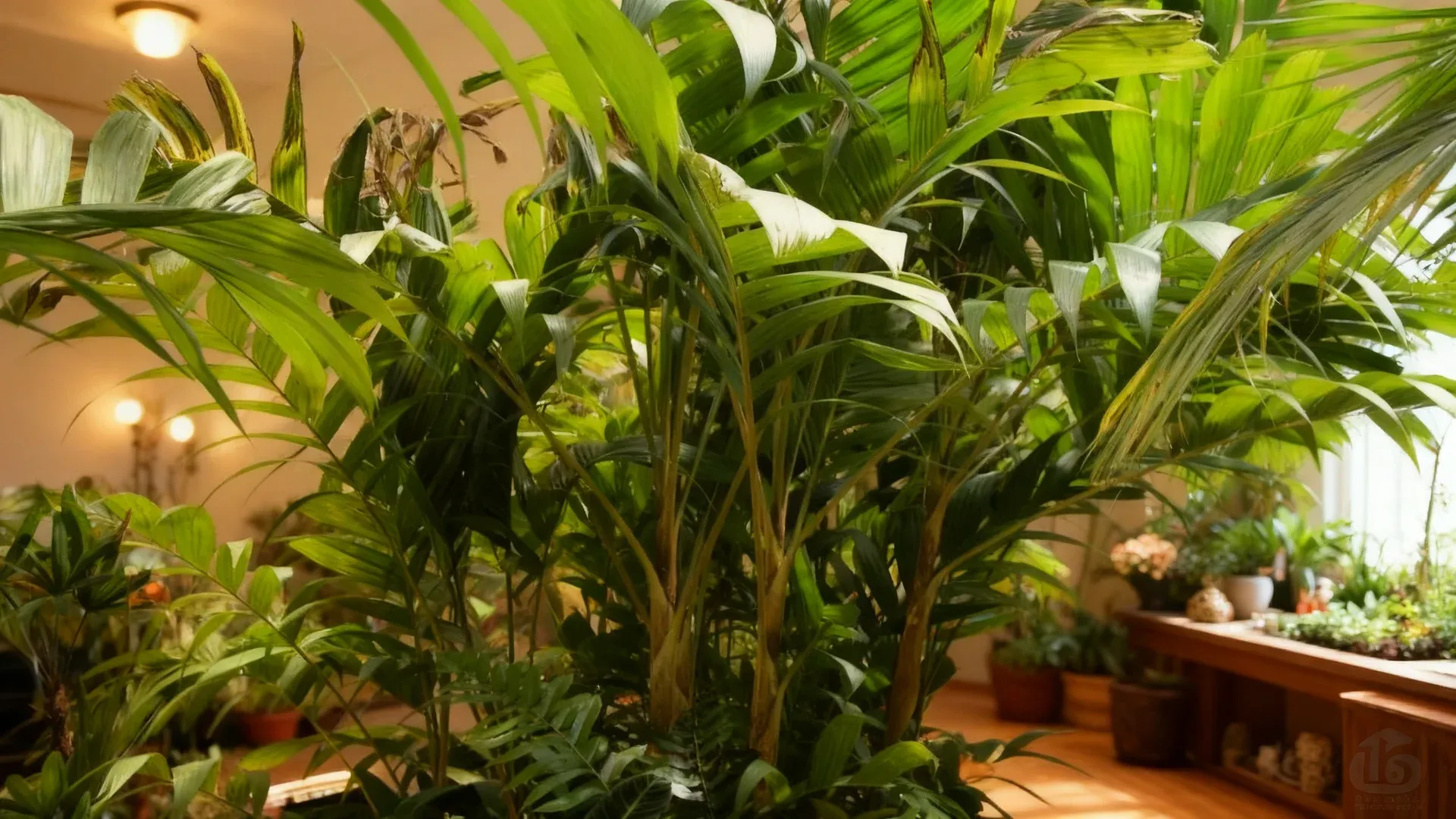 ivory cane palm tree with slim pale stems and green fronds