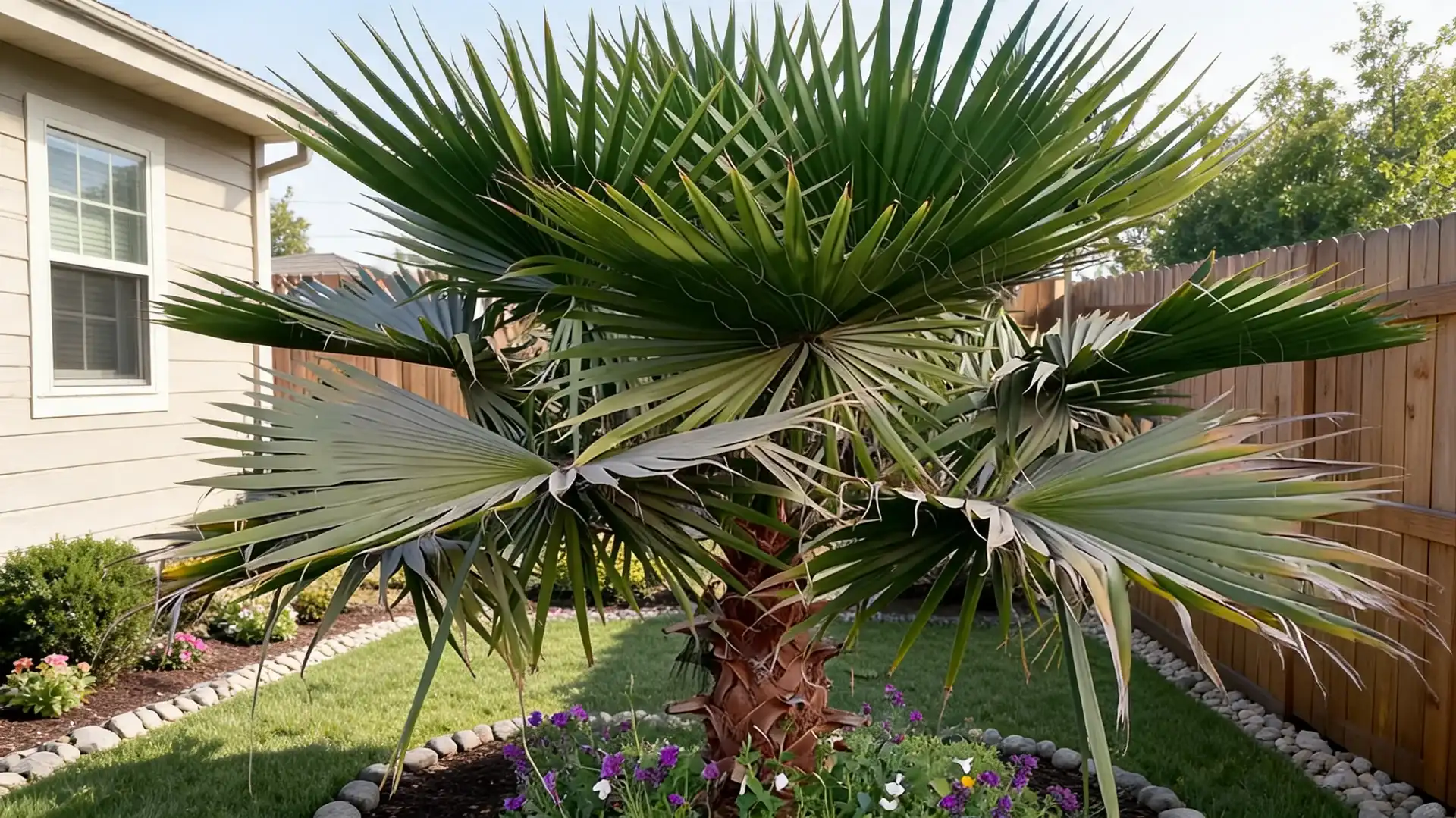 mexican fan palm tree with tall slim trunk and fan shaped crown