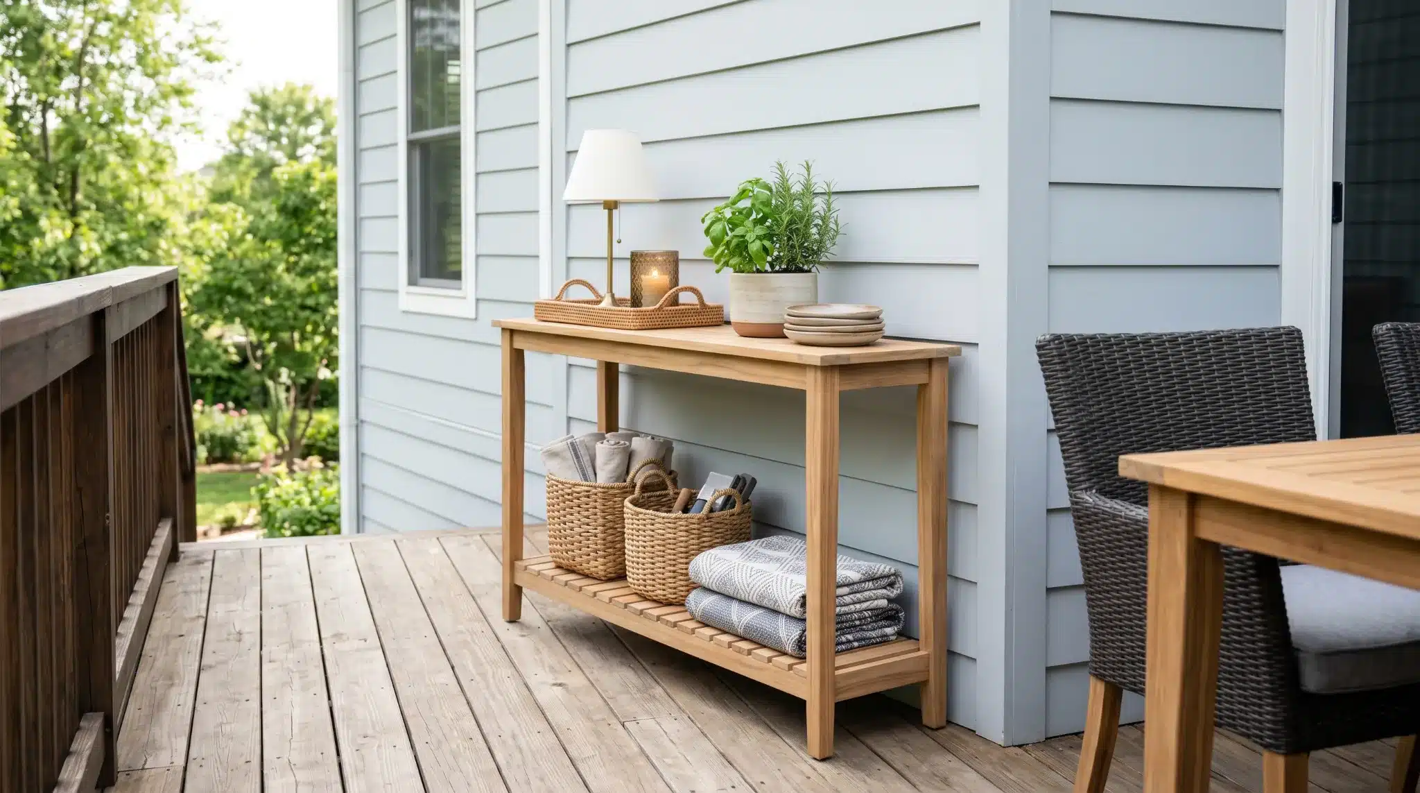 narrow deck console table