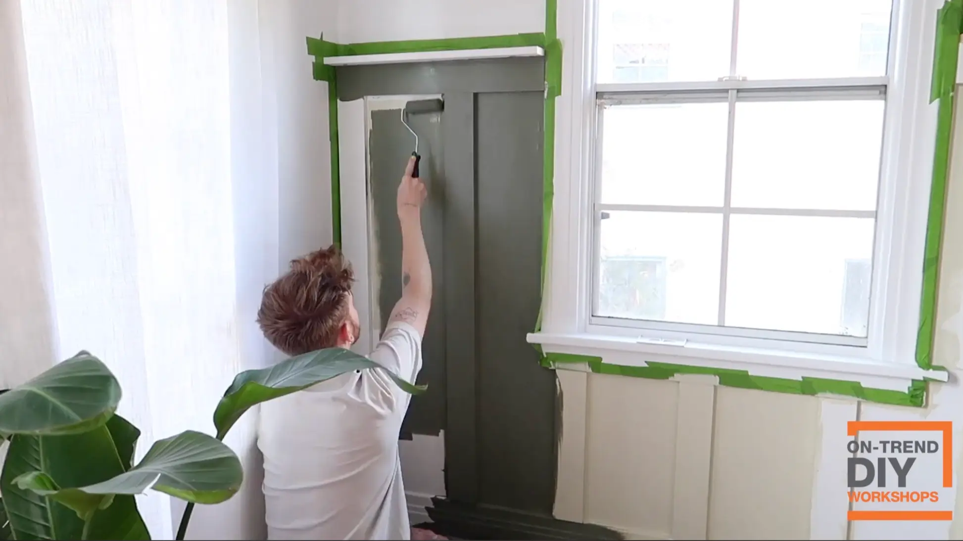 _painting diy board and batten wall accent feature