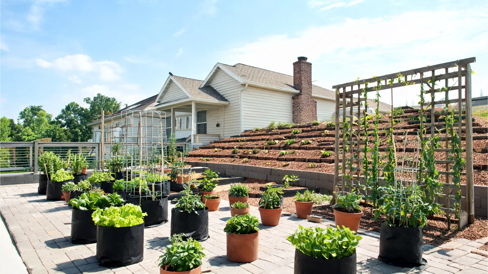 planting and spacing in a terrace garden