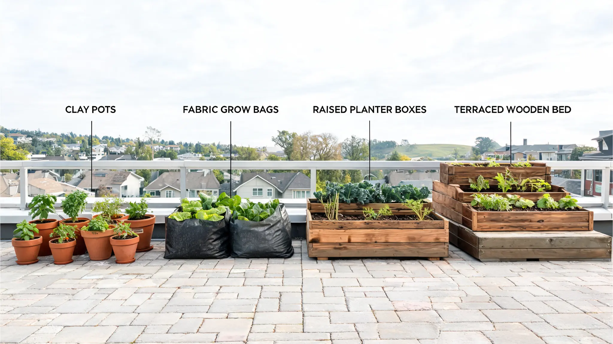 _pots grow bags and beds for a terrace garden