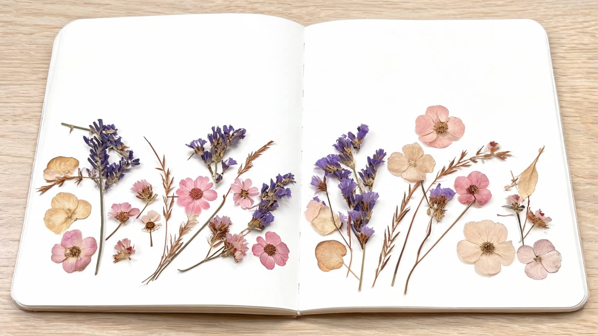 pressed flowers in notebook for how to preserve flowers