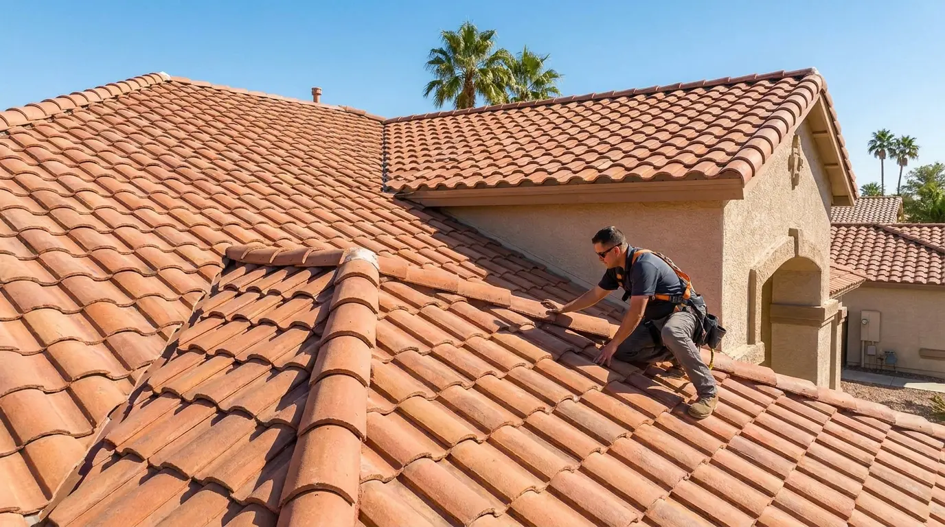 clay tile roof on warm region home showing heavy tiles strong framing and skilled installation for hot climates