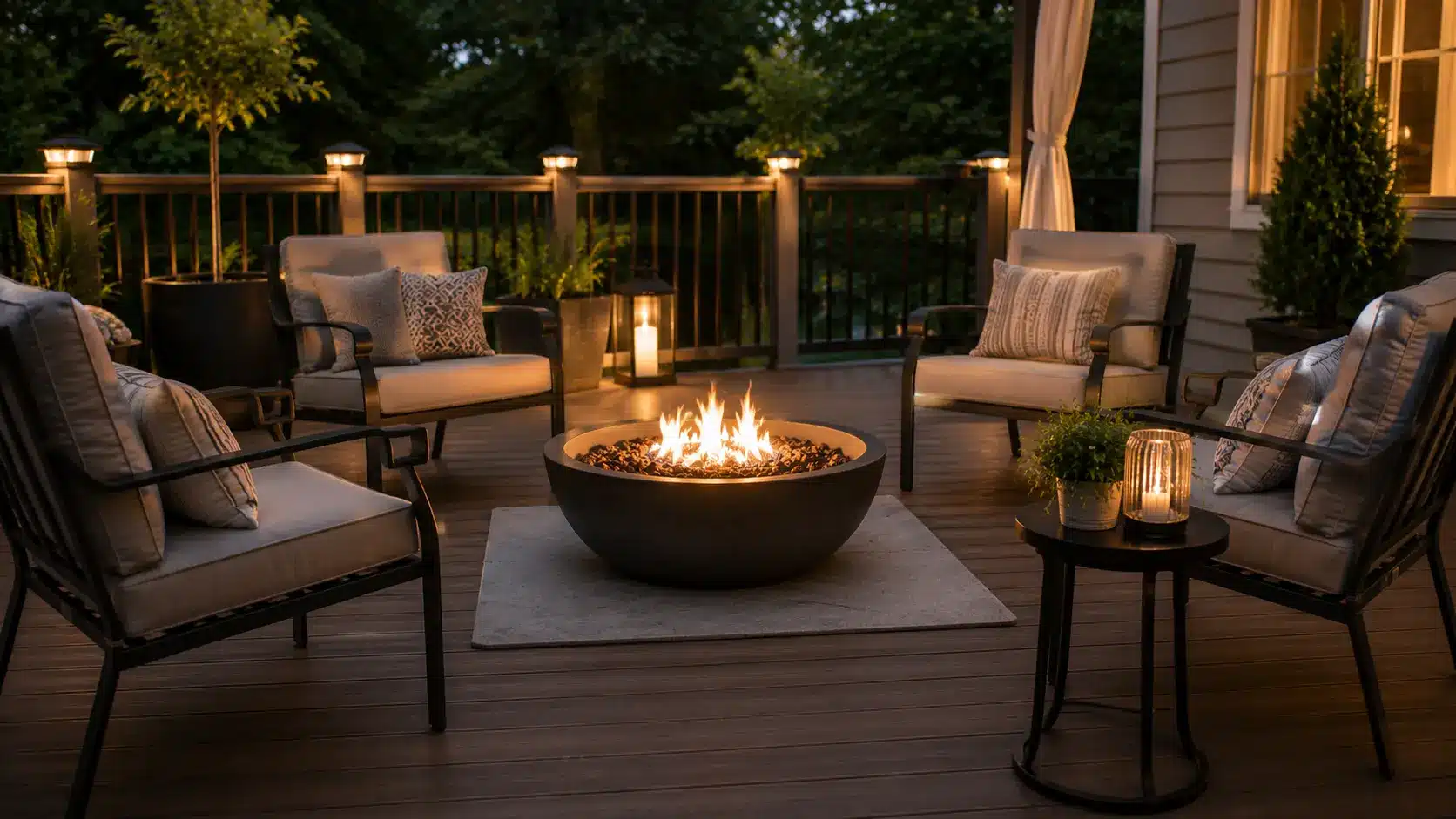 safe deck fire pit area