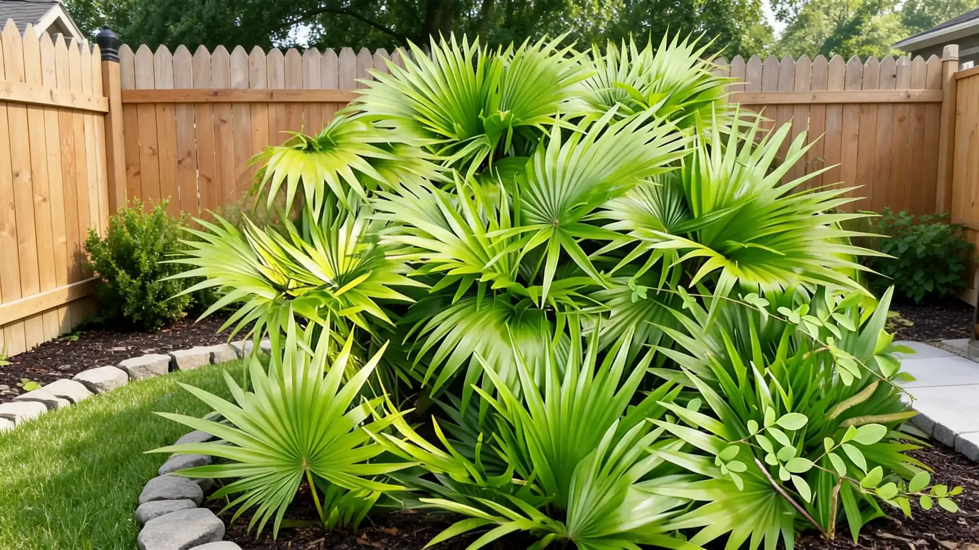 saw palmetto palm tree with spreading fan leaves in a natural setting