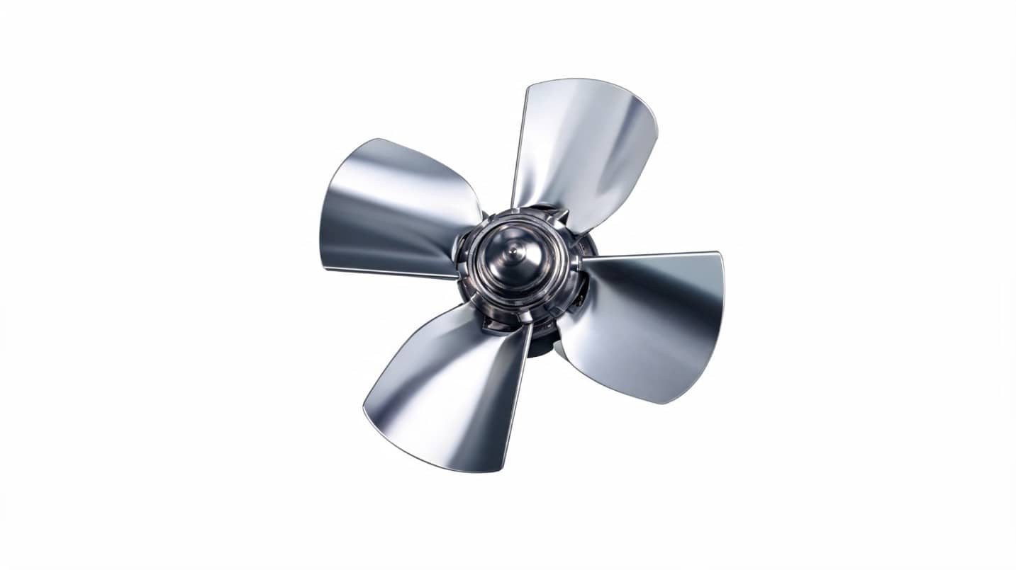 close up of silver ceiling fan blades from below how to measure a ceiling fan