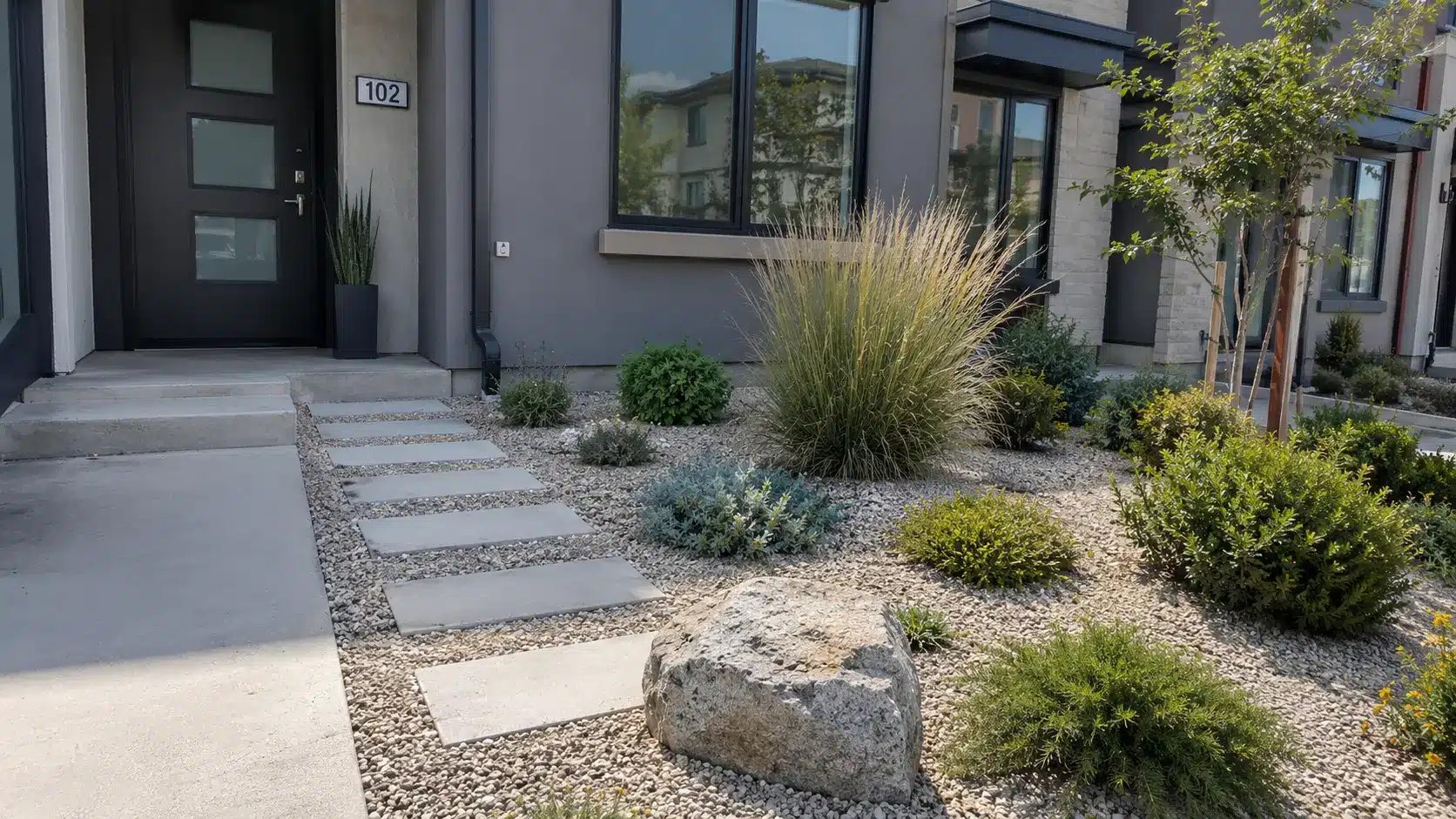 small front yard landscaping ideas, curved flower bed