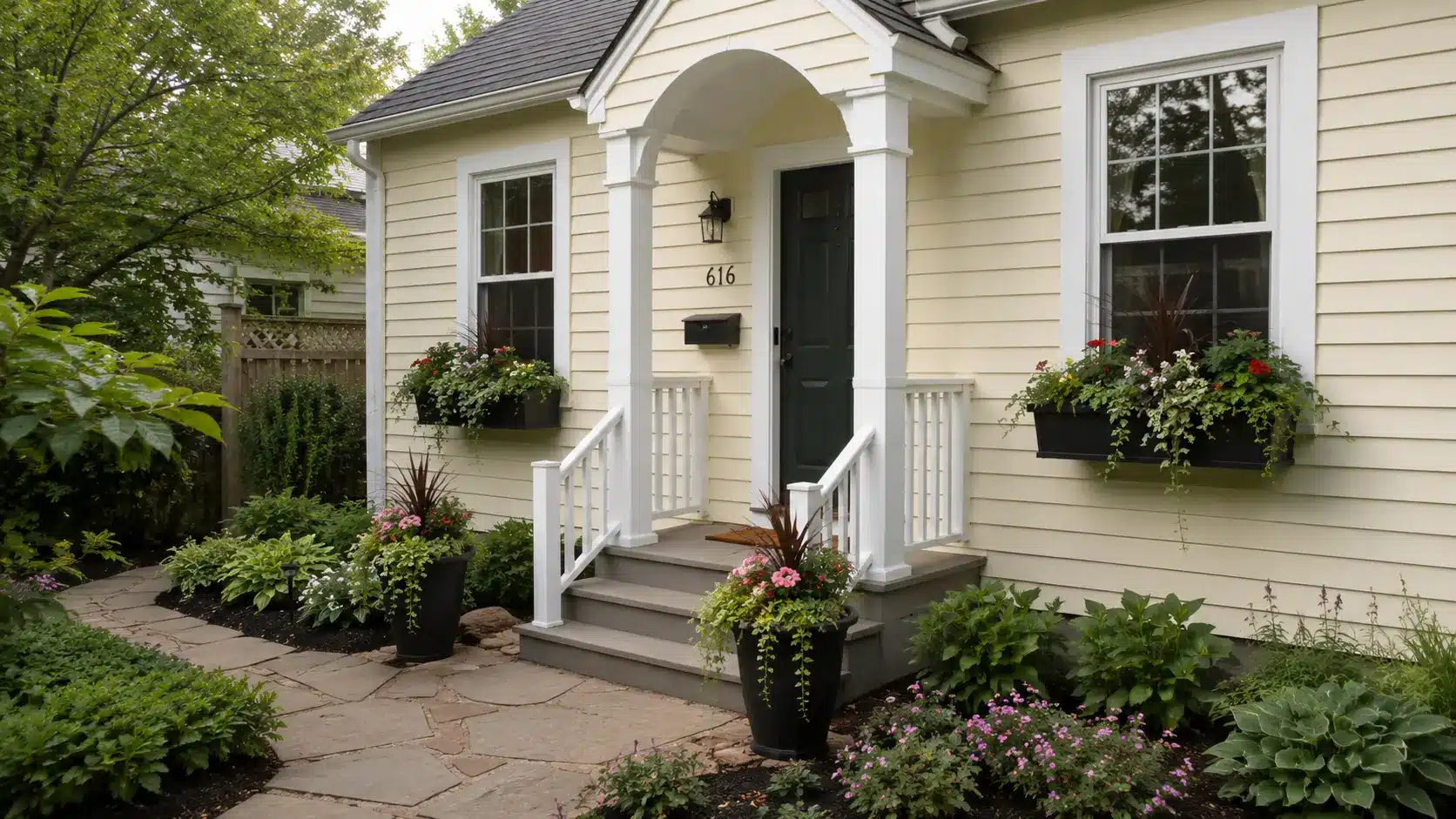 small front yard landscaping ideas, window boxes