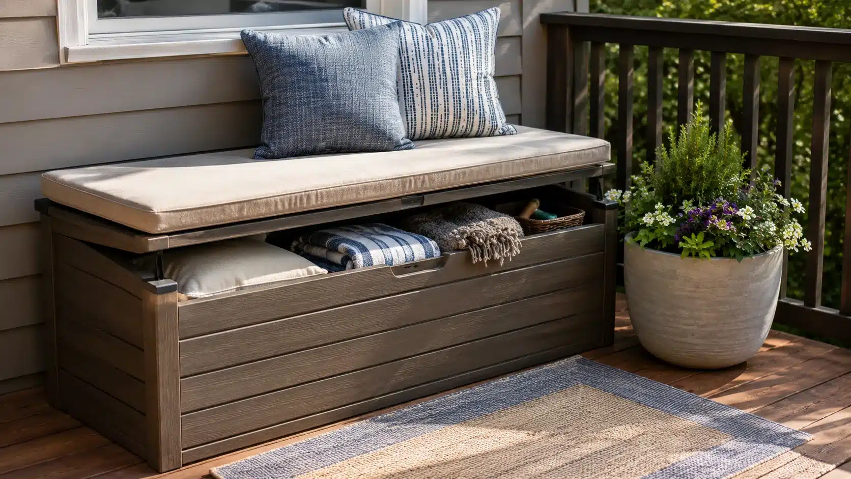 storage boxes under a table