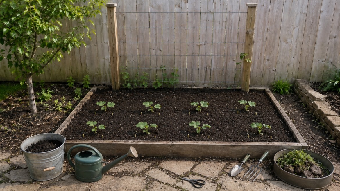 how to plant cucumbers by thinning seedlings and leaving strong plants with clipped weak stems nearby