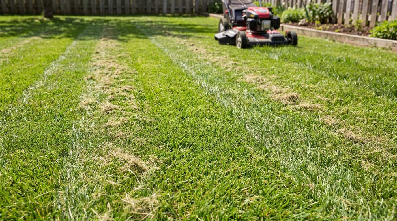 short grass clippings left evenly across a healthy lawn after careful mowing on a sunny day