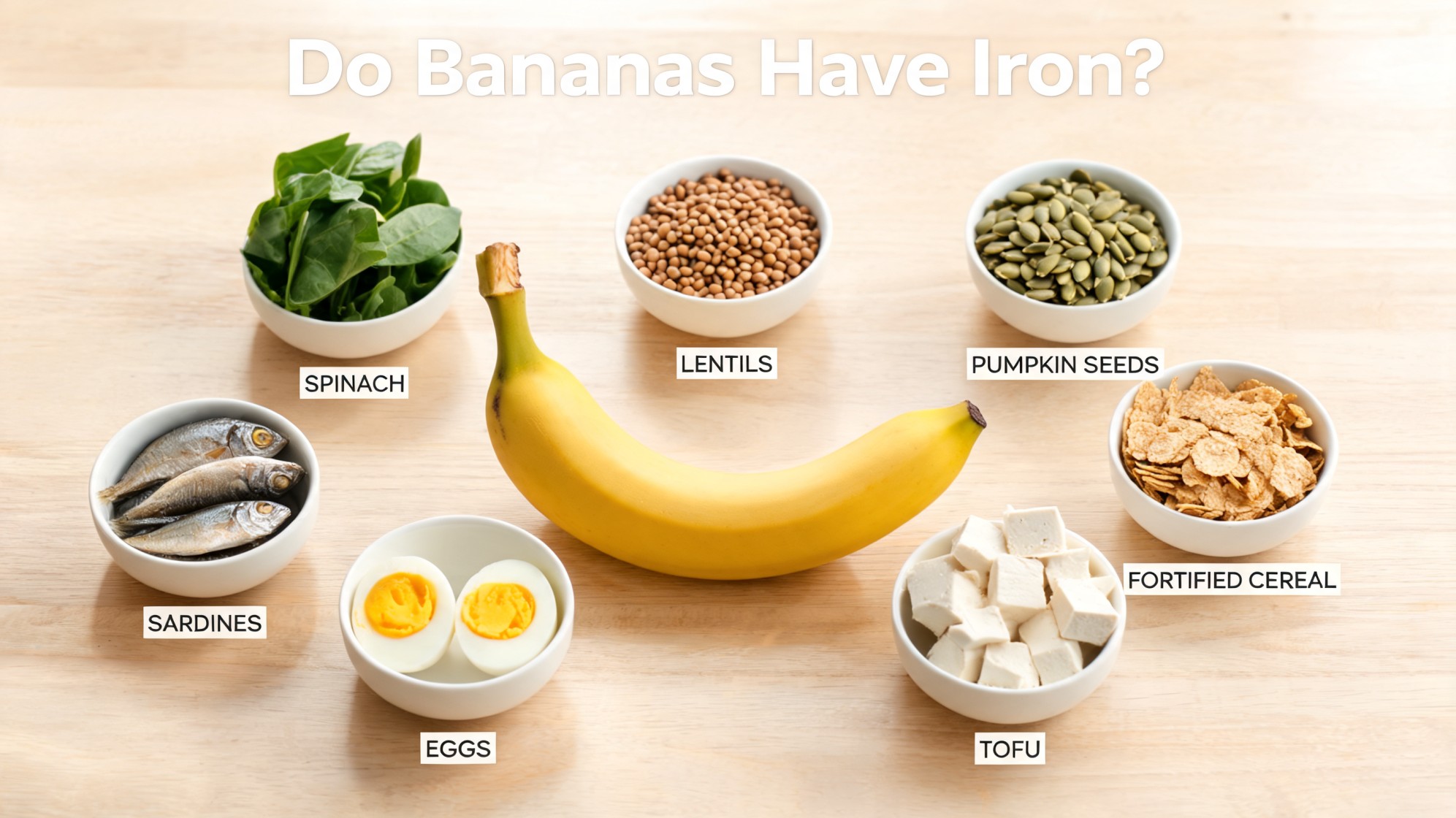 do bananas have iron food photo with banana spinach lentils tofu seeds eggs sardines and fortified cereal