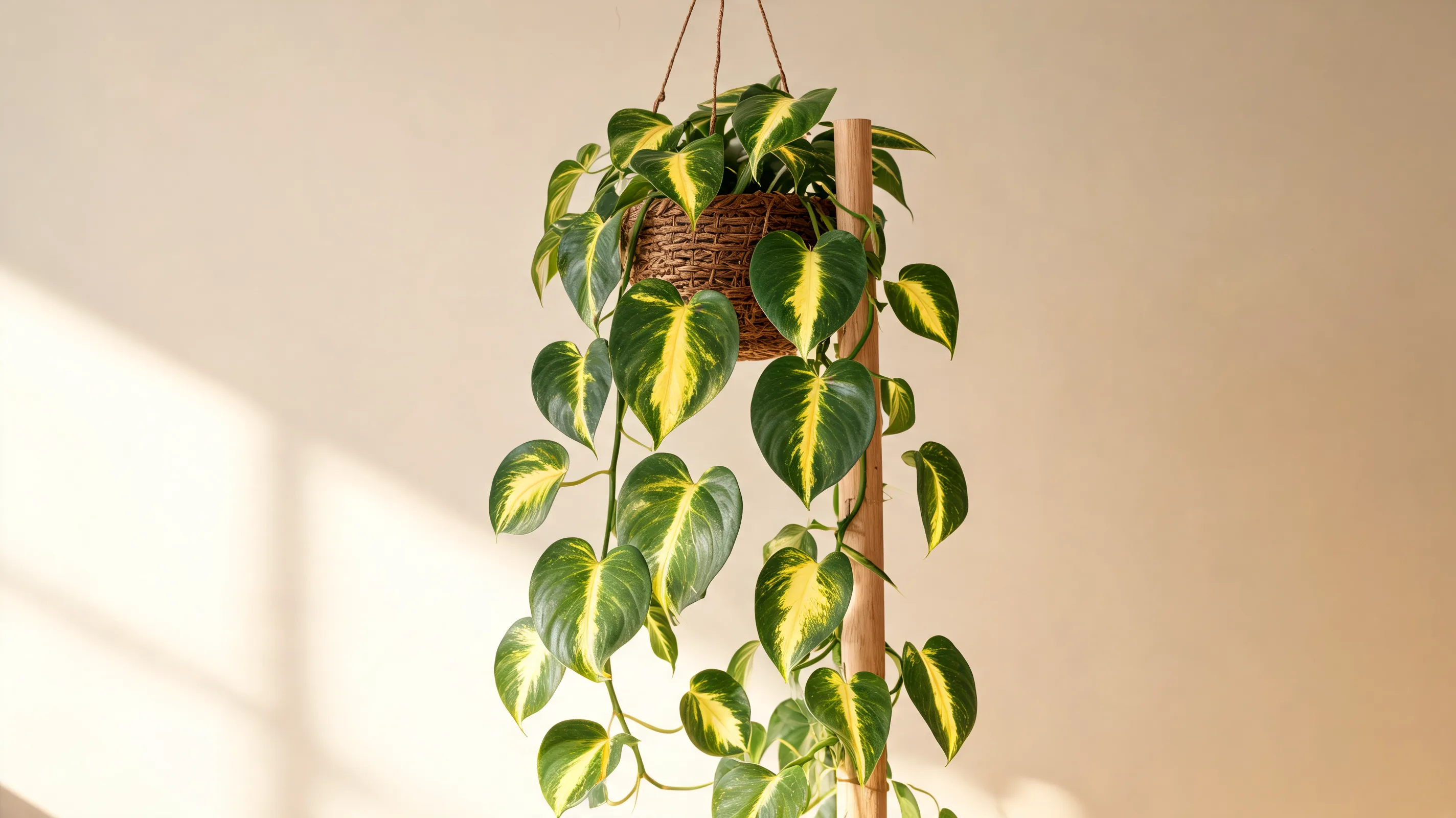 brasil philodendron with green heart shaped leaves marked by lime and golden center stripes