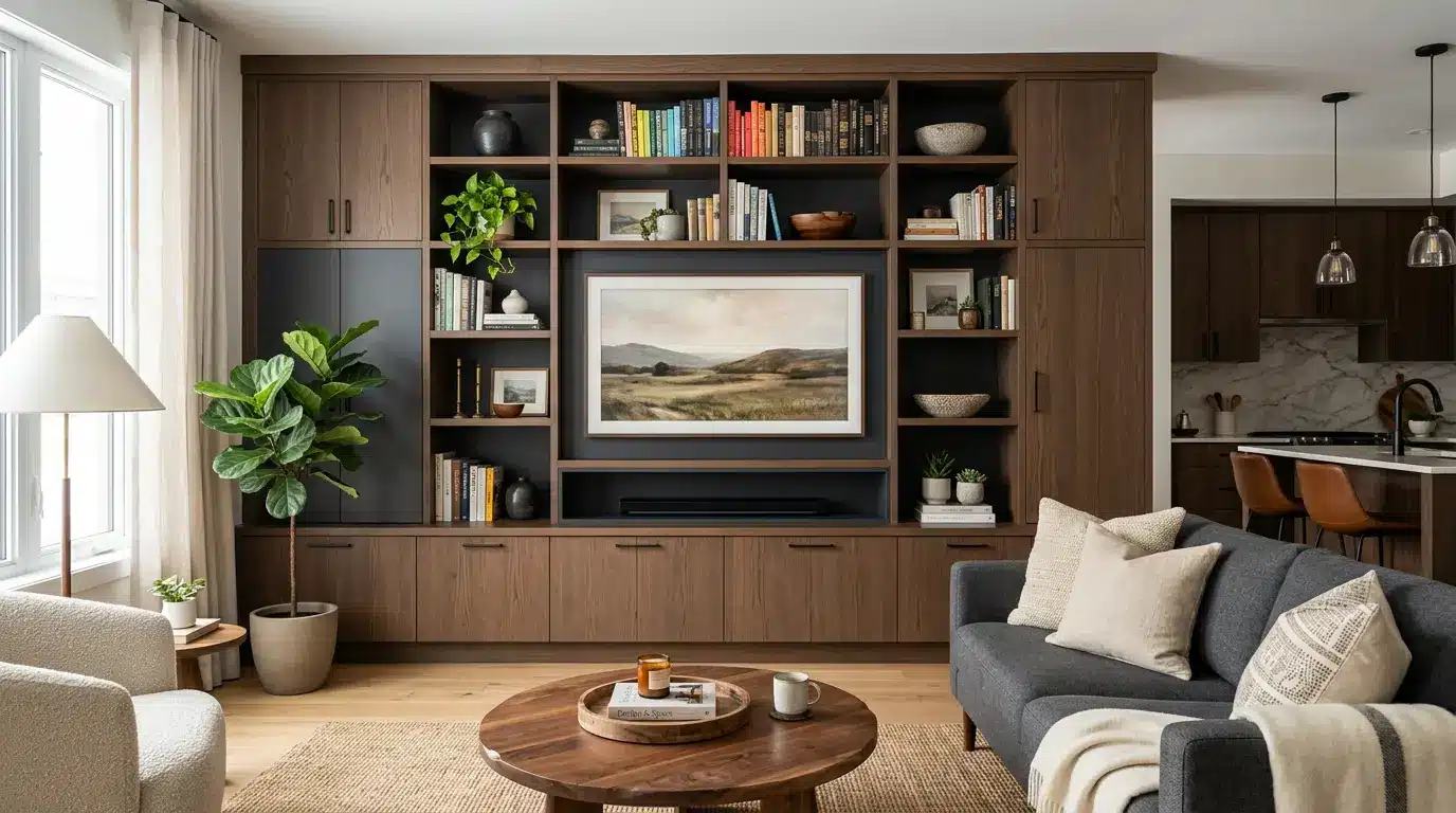 built in storage wall