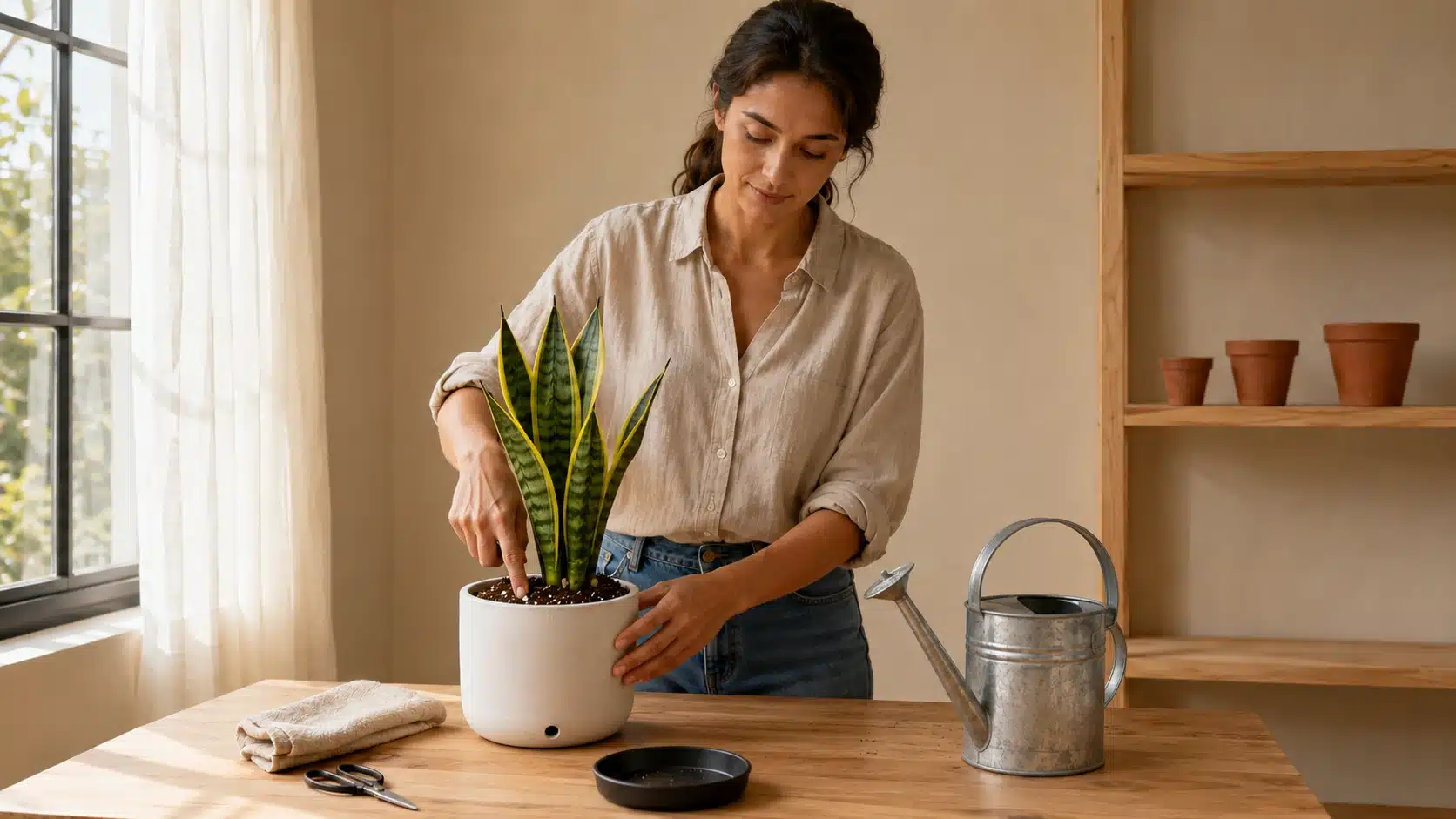 check-snake-plant-soil