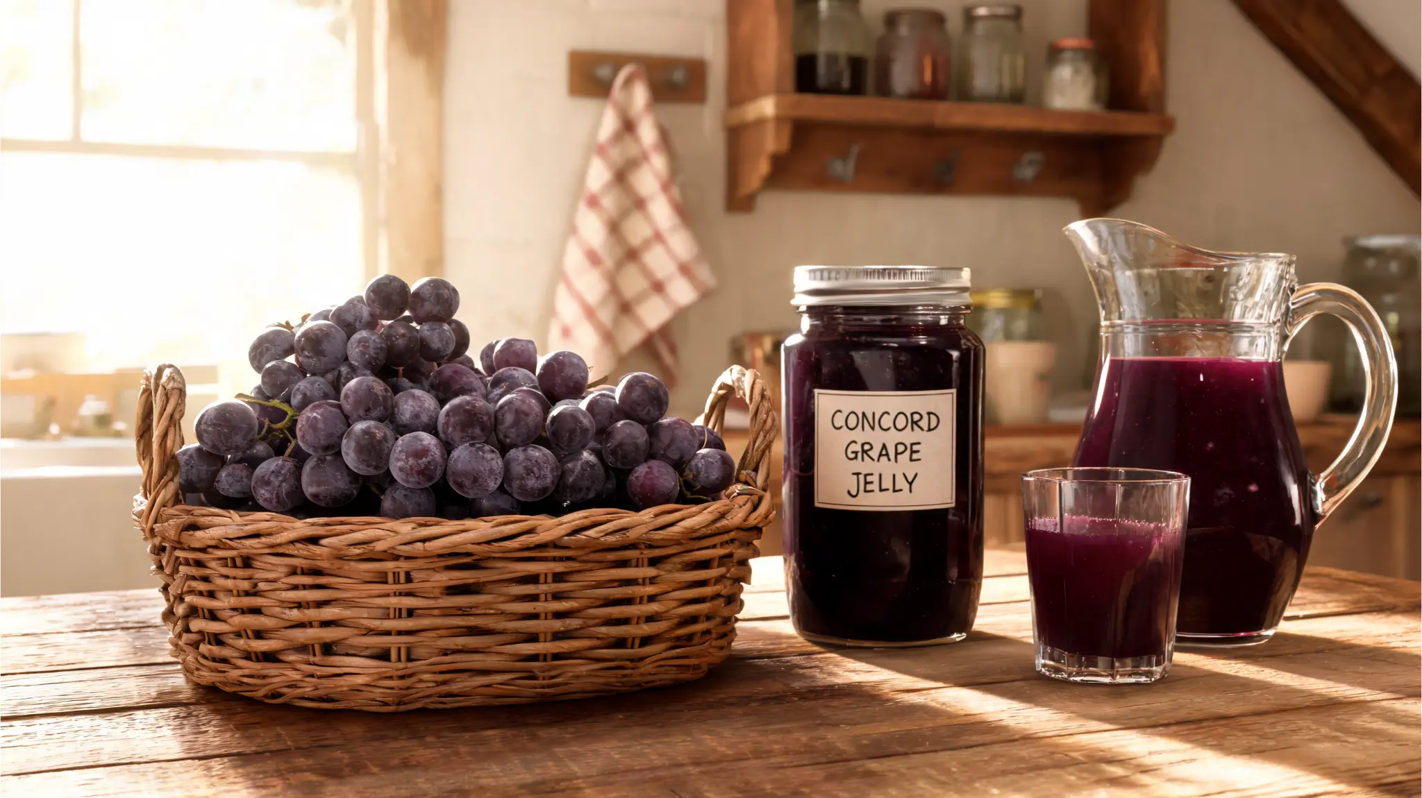 concord grapes with grape juice and grape jelly