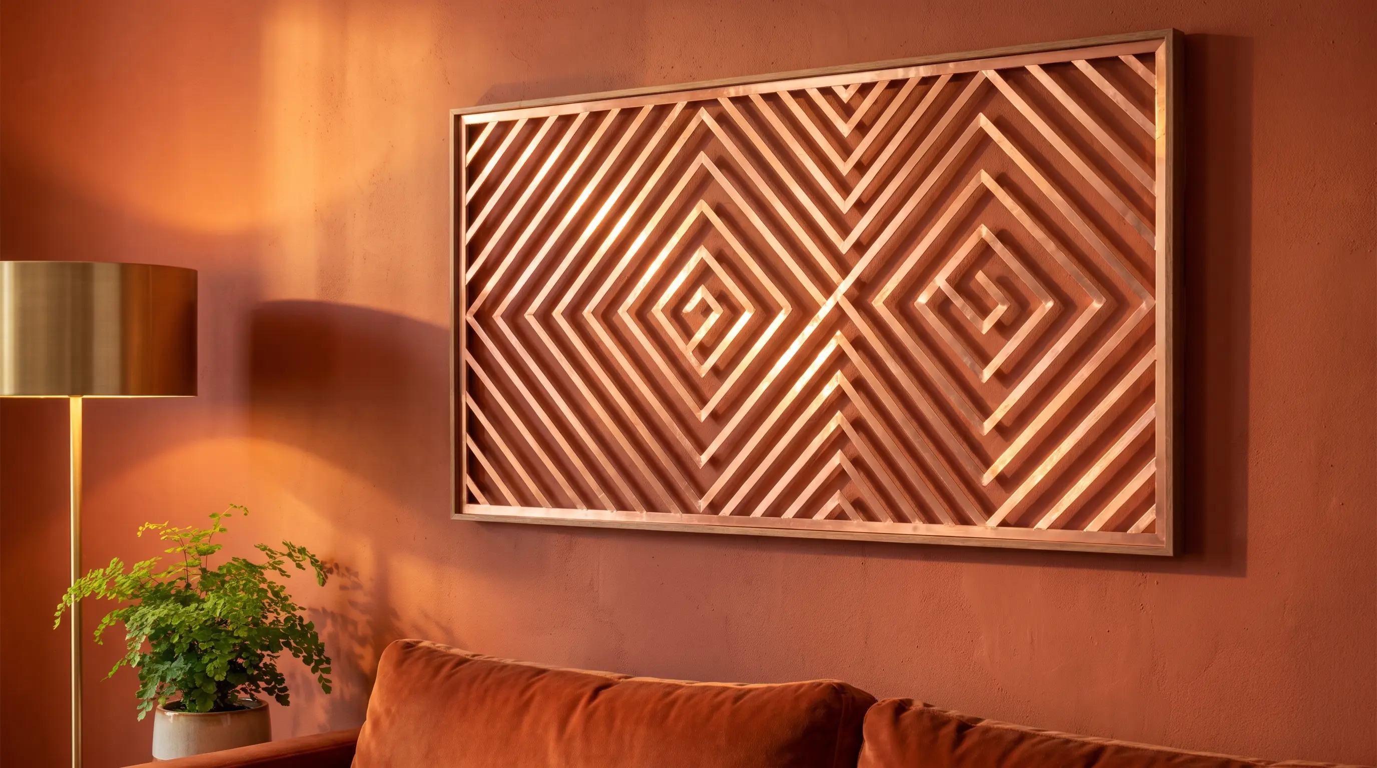 thin strips of copper tape placed carefully in a sharp line pattern across a flat art surface