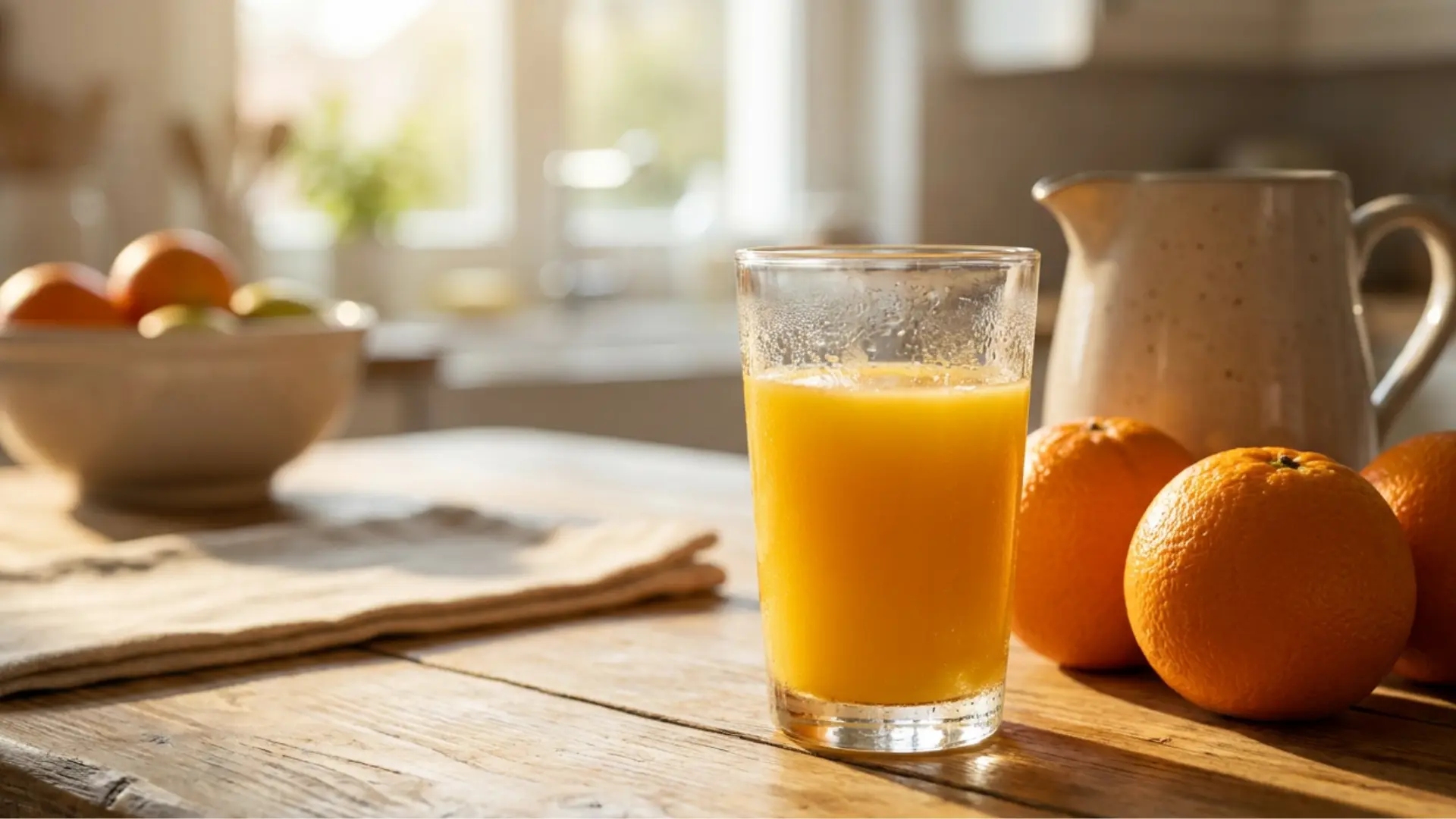 fortified orange juice with added vitamin d shown as a fruit based option for supporting daily nutrient intake