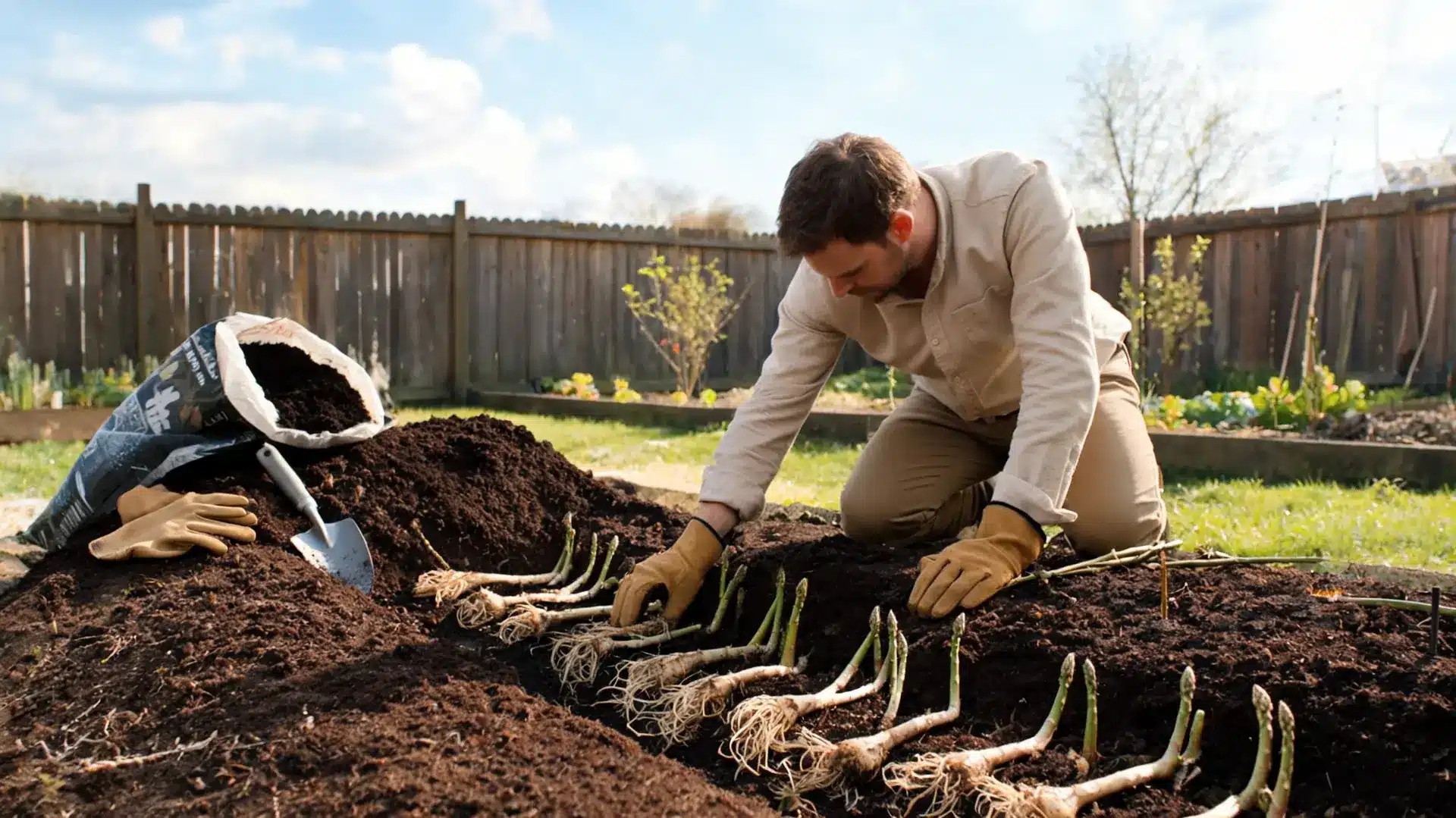 how to plant asparagus crowns in garden