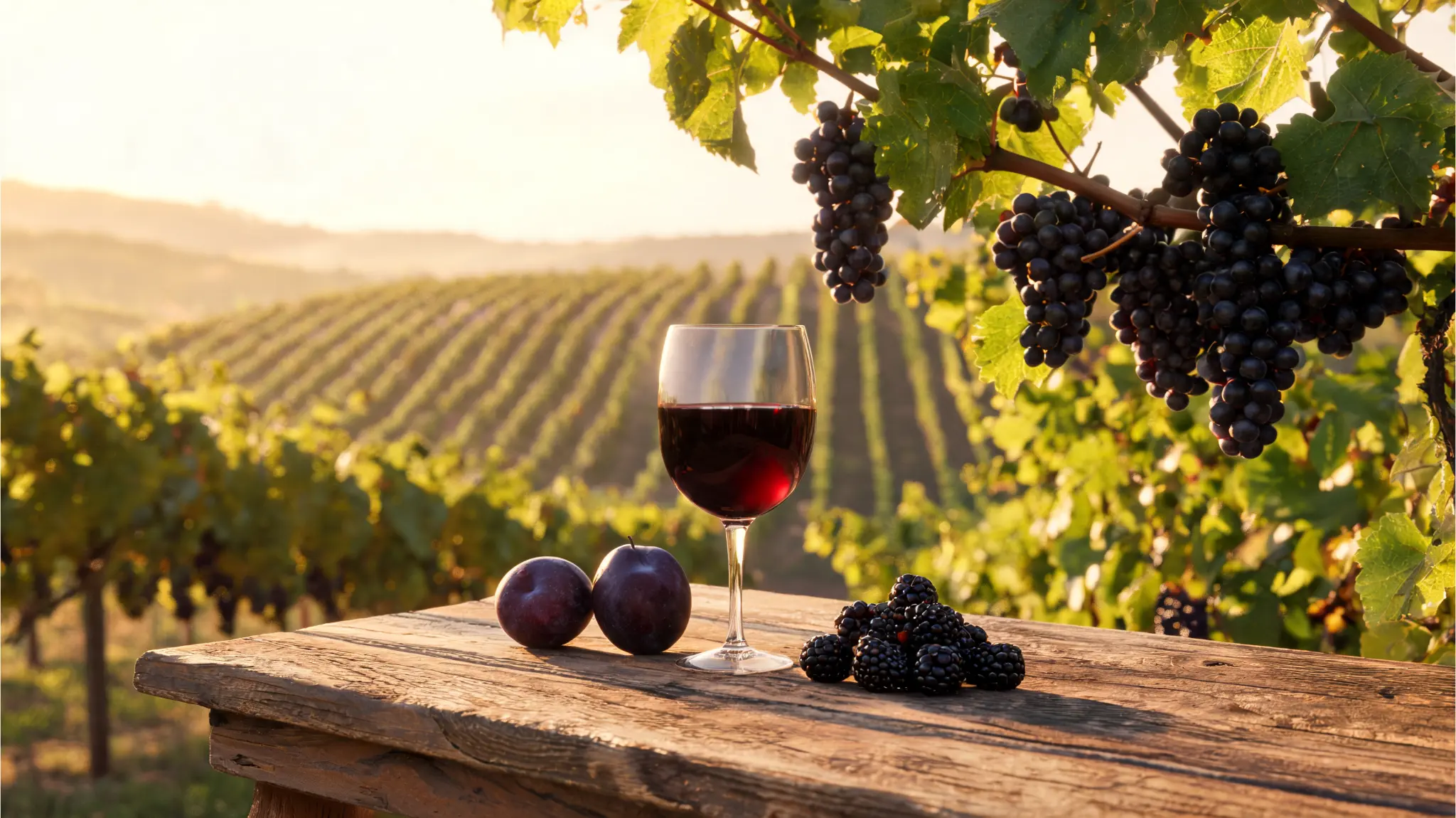 malbec grapes with deep red wine plum and blackberry