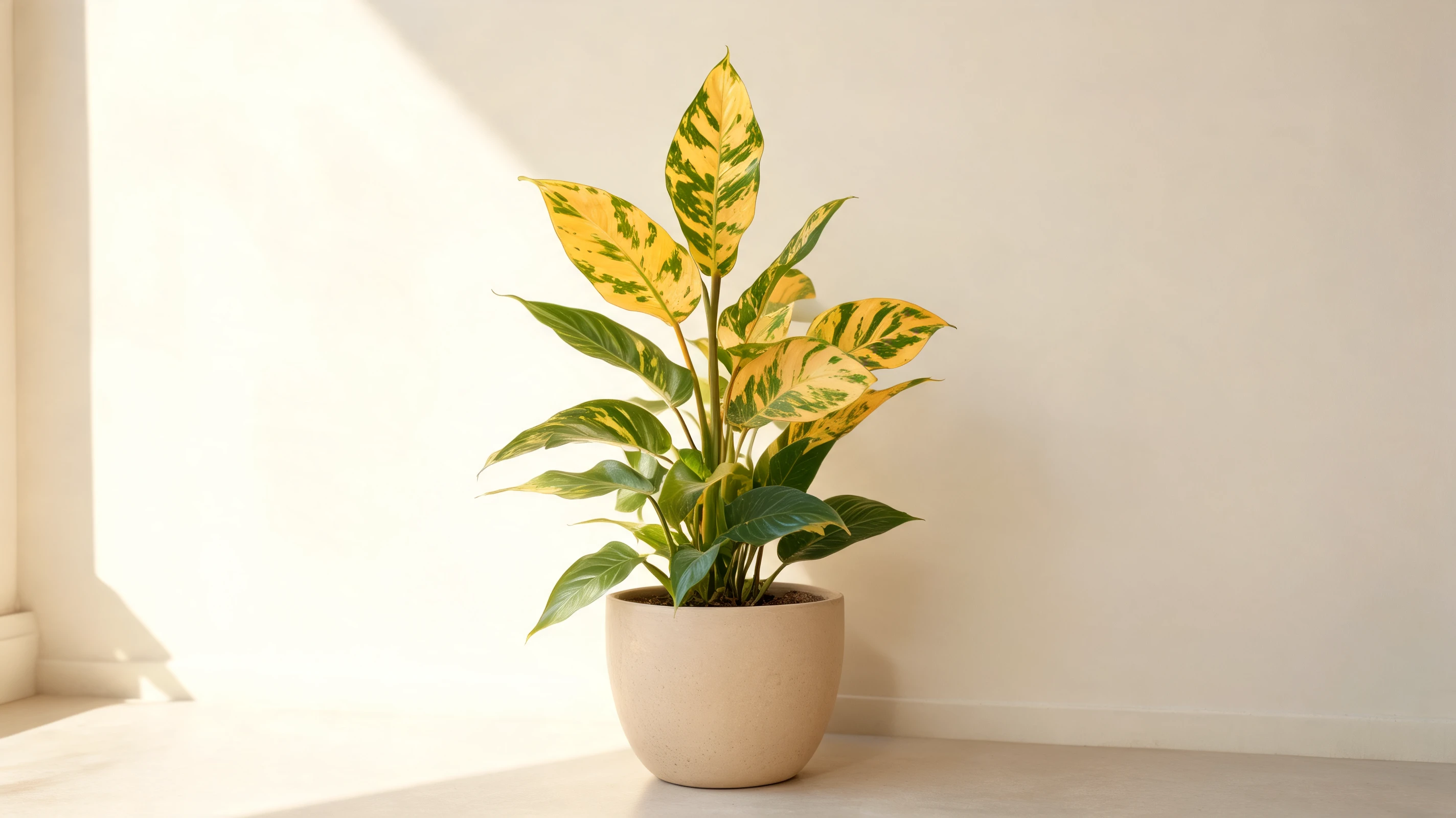 philodendron calkins gold with lance shaped golden leaves marked by irregular green mottling