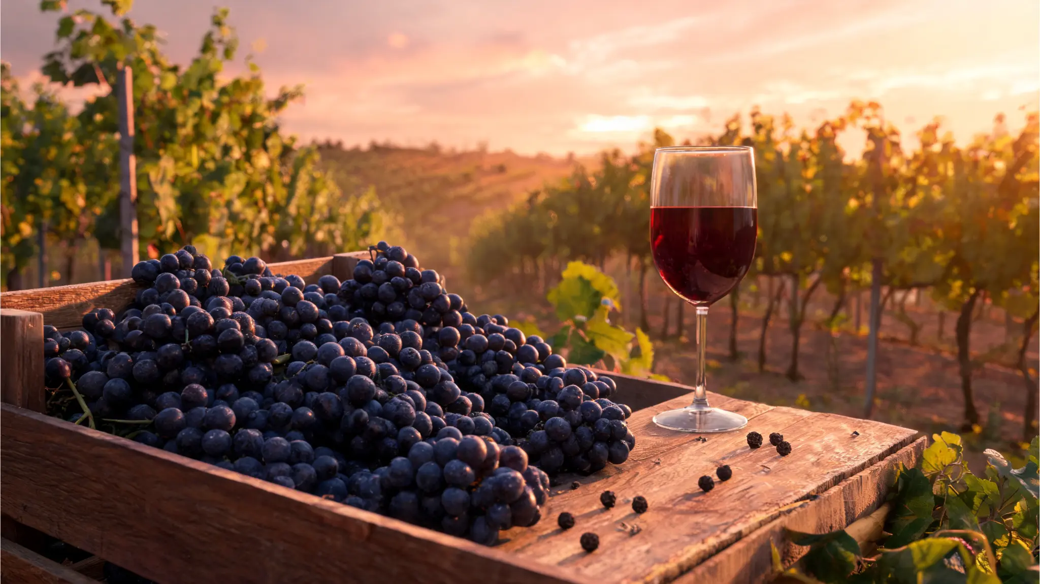 syrah or shiraz grapes with deep red wine and peppercorns