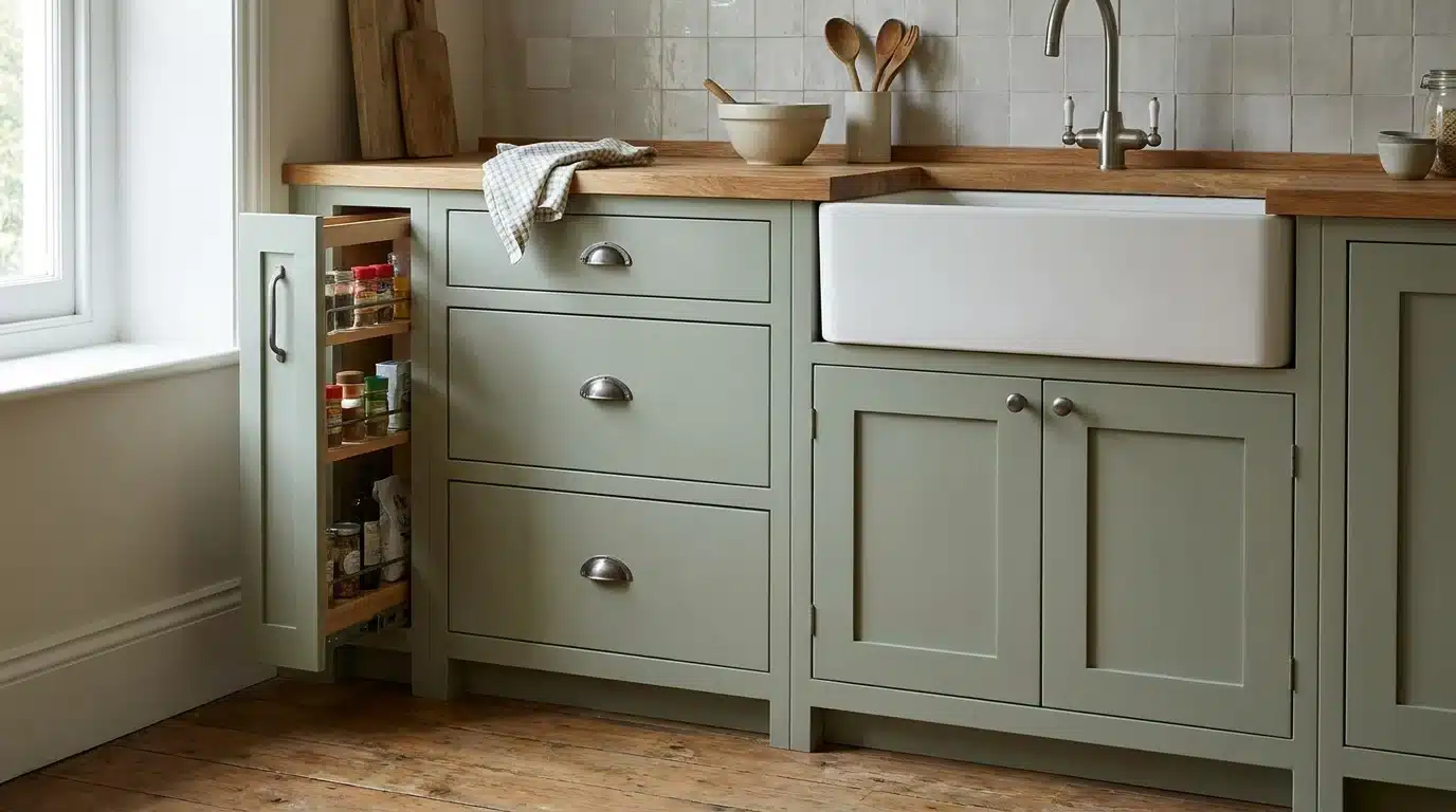 mixed width base cabinets with narrow pullout drawers sink cabinet and practical lower storage